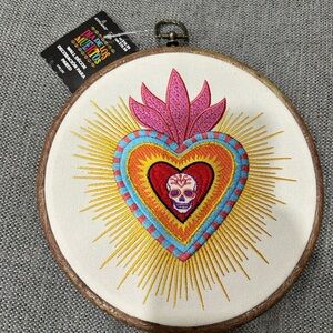 Colorful Embroidered Heart Wall Art